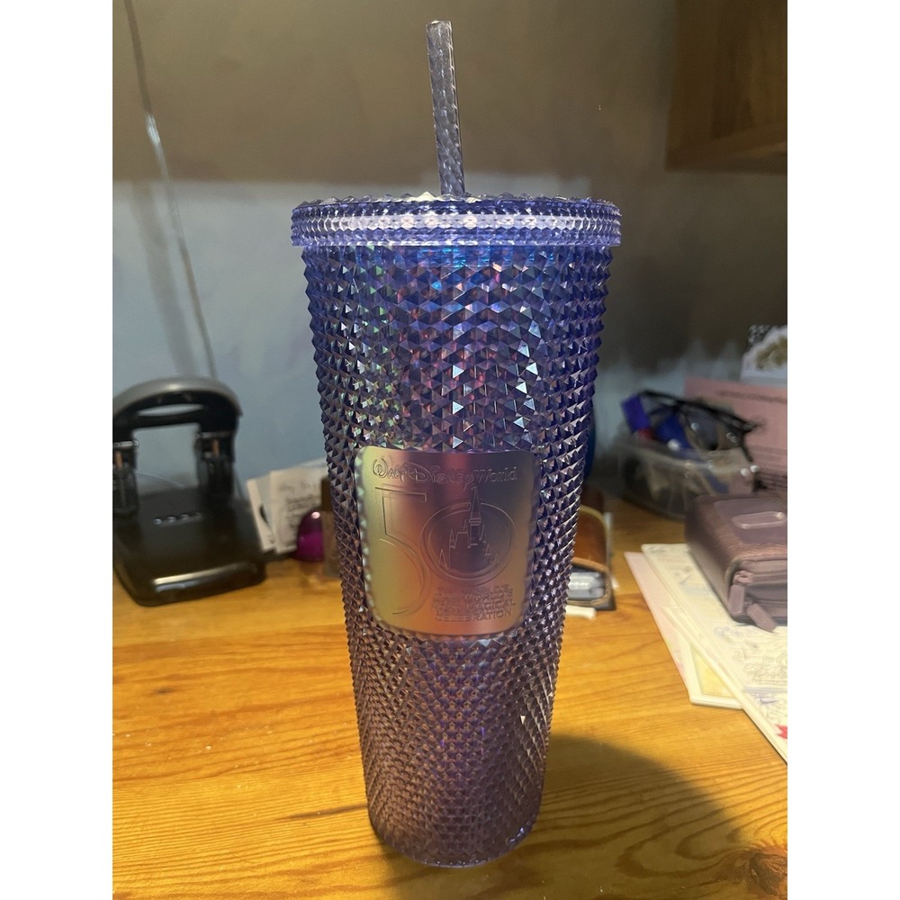 2021 Walt Disney World 50th Anniversary Studded‎ Blue Starbucks Cold Tumbler Cup